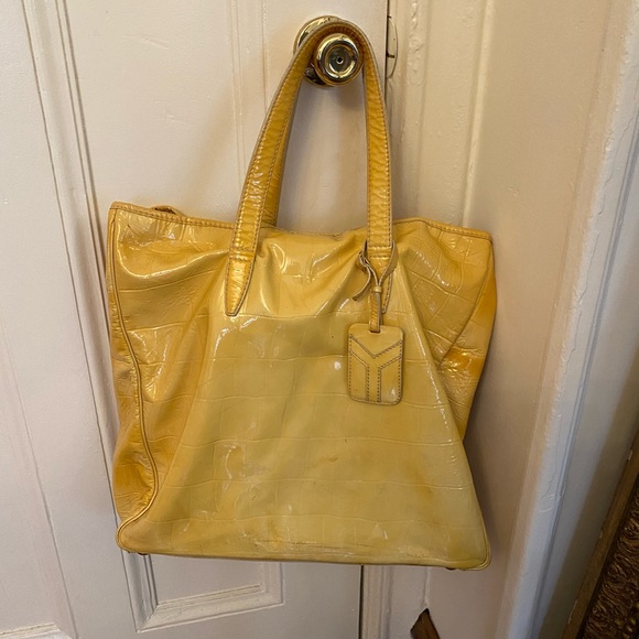 Yves Saint Laurent Handbags - YSL vintage cream patent leather - good condition with yellowish discoloration
